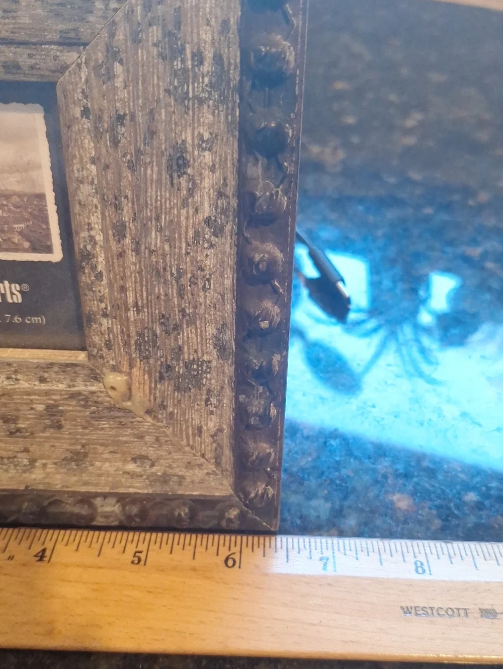 Pier 1 Distressed Textured Brown Beaded Square Picture Frame